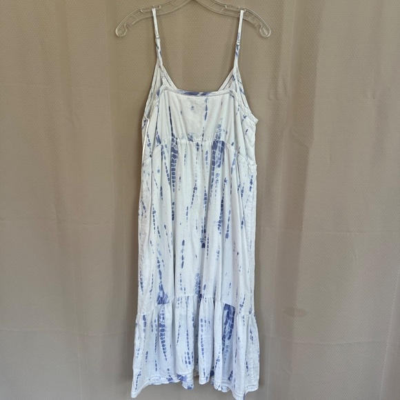 Rails Delilah White Linen Blend Midi Dress in Cloud Tie Dye Size L - Picture 7 of 12